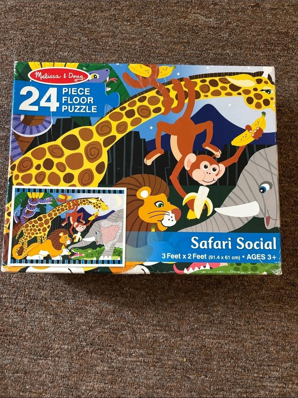 Melissa & Doug Safari Social Floor Puzzle 24-Piece. All 24 pieces in box.